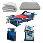 Set Airplane 5 piese - pat avion, biblioteca, etajera, lenjerie cu avioane, set pitlota si pena, saltea